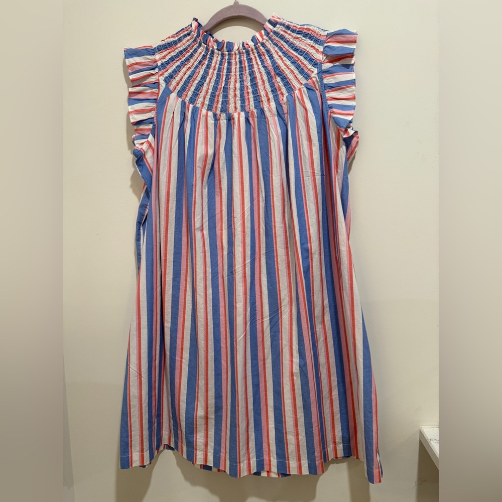 Crown & Ivy Striped Flutter-Sleeve Dress - Size Large